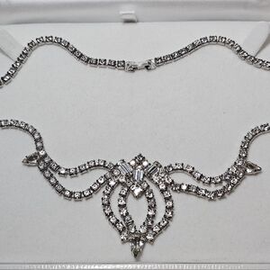 Vintage Clear Rhinestone Statement Necklace